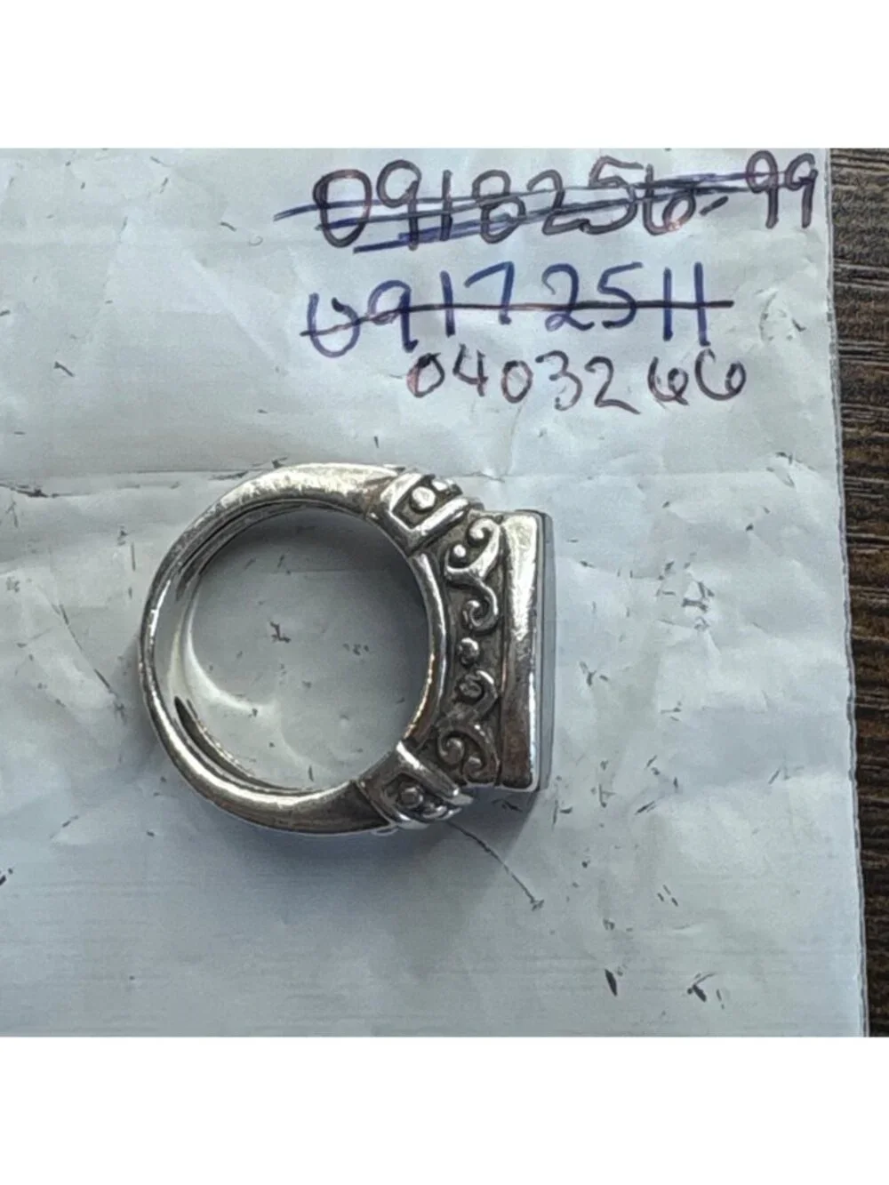 Black Onyx Scroll Beaded Shoulders Ring Sterling Silver 925 Size 5.5
